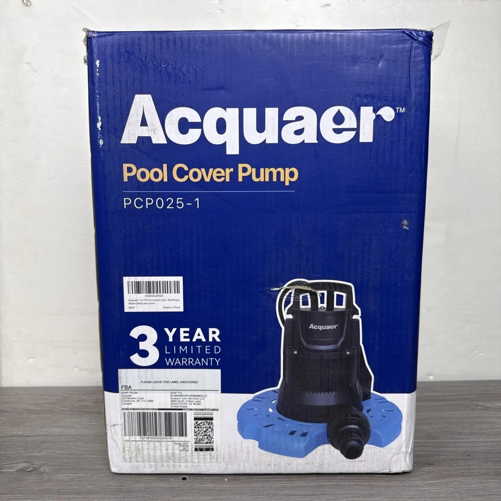 Acquaer 1/4 HP Automatic Swimming Pool Cover Pump 115 V Submersible 2250 GPH